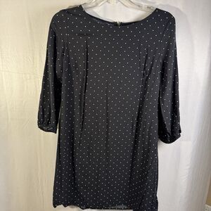 Old Navy Women’s Black White Polka Dot Dress Medium 3/4 Sleeve Shift Knee Length